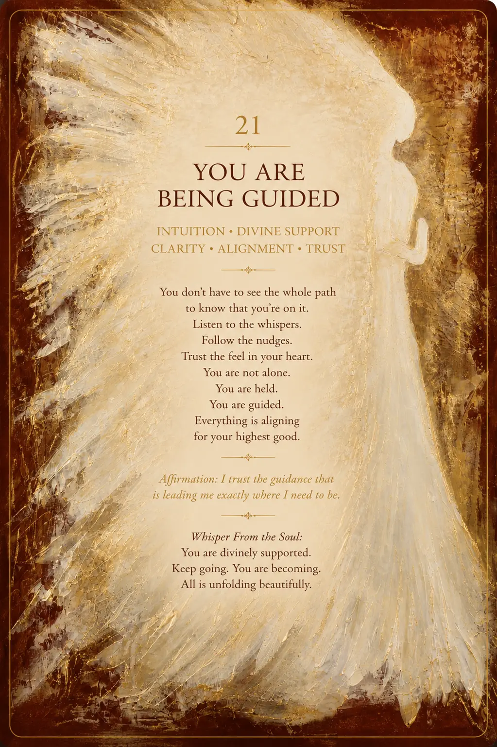 Card 22, Releasing & Receiving — golden sand running through hands